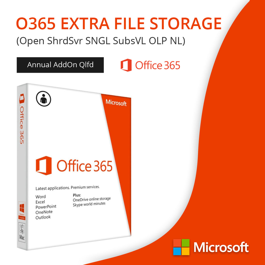 O365 Extra File Storage Open ShrdSvr SNGL SubsVL OLP NL Annual AddOn Qlfd